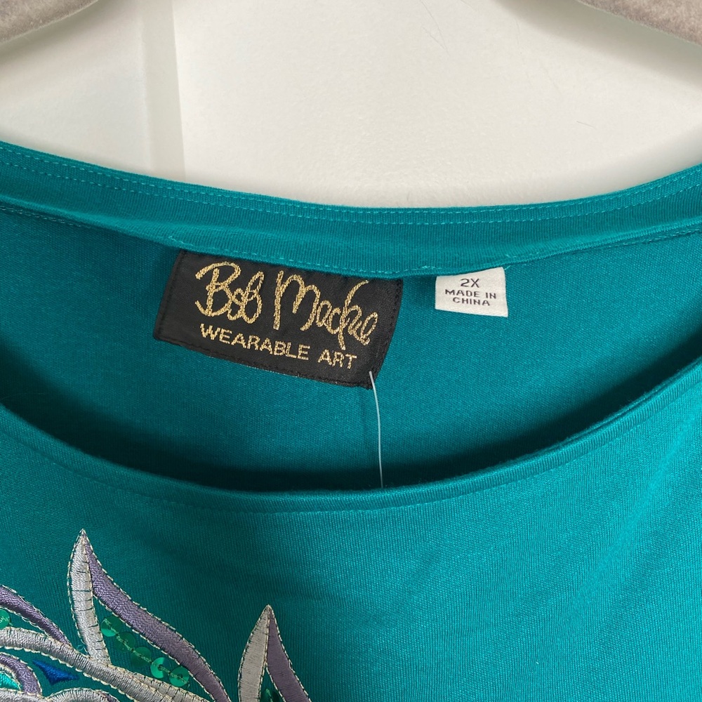 Bob Mackie NWT Paisley Sequin Embroidered Blouse Women’s Plus Size 2X - Picture 6 of 7